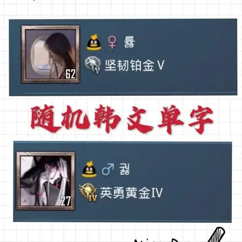 吃鸡和平精英单字id 随机韩文单字 先占先得(请自备改名卡) 安卓微区