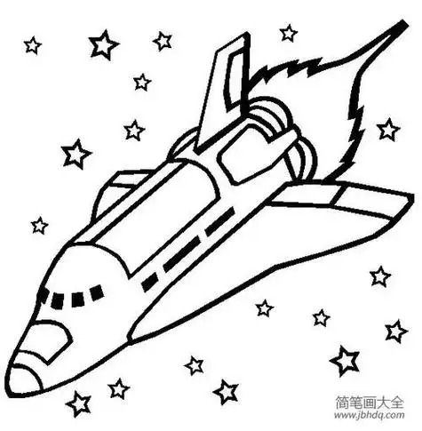 宇宙飞船儿童简笔画彩铅