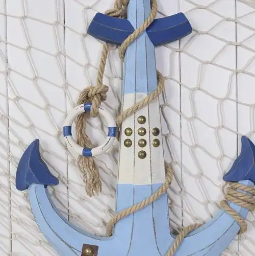 地中海风格 船锚 装饰船锚 手工船锚工艺品 62公分 木制船锚