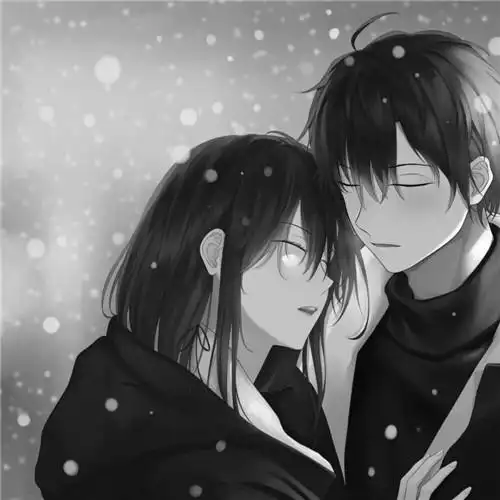 黑白动漫情头一左一右图片