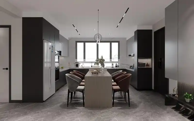 现代黑白灰客餐厅-室内设计-拓者设计吧