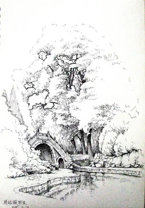5月6月线条练习苏州园林速写
