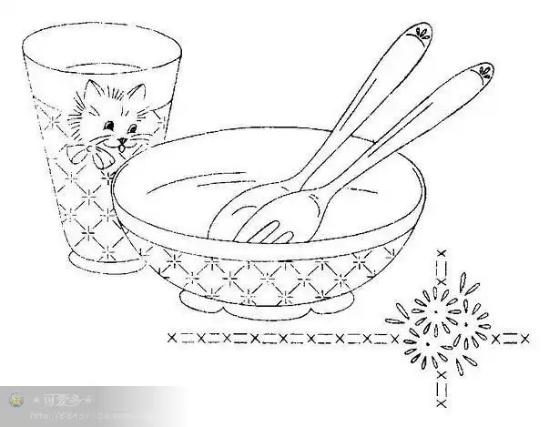 公主餐具简笔画