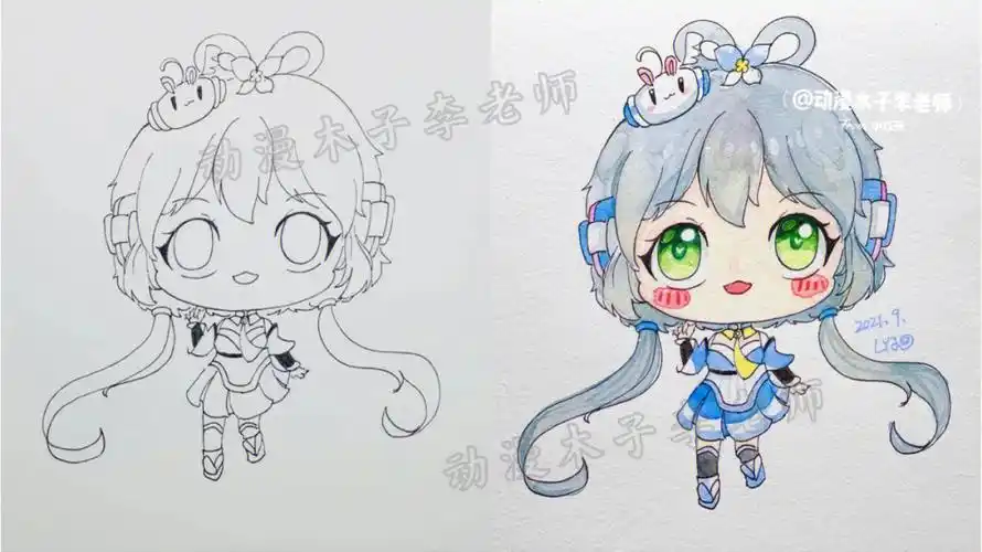 120洛天依q版漫画教程线稿步骤