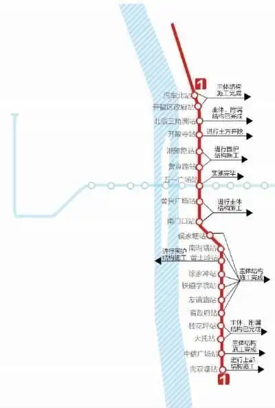 长沙地铁1号线近半区间贯通一个月穿越浏阳河