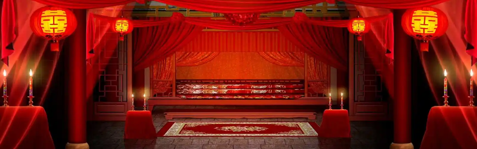 浪漫中国古代风婚礼婚庆背景板视频