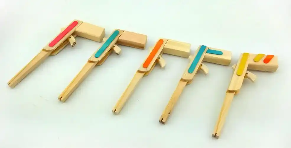 经典怀旧传统玩具木制皮筋枪单发橡皮筋枪打皮筋手枪80后记忆