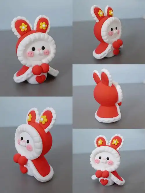 啦[烟花r]快点捏只小兔兔送给闺蜜吧[kissr]#超轻粘土  #兔年  #兔子