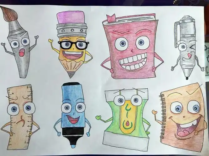 学习用品文具卡通造型简笔画儿童绘画