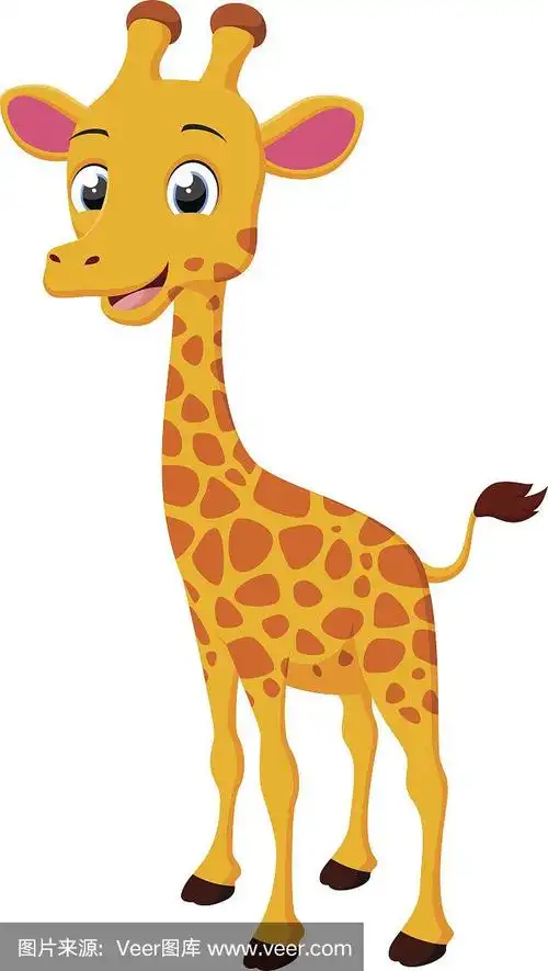 长颈鹿,卡通,可爱的,垂直画幅,褐色