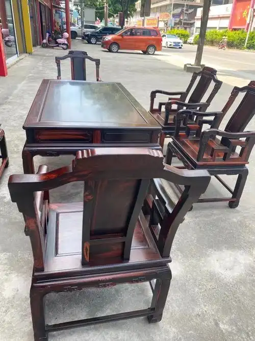 别墅红木家具 老挝大红酸枝茶桌 太师椅茶台 红木茶桌