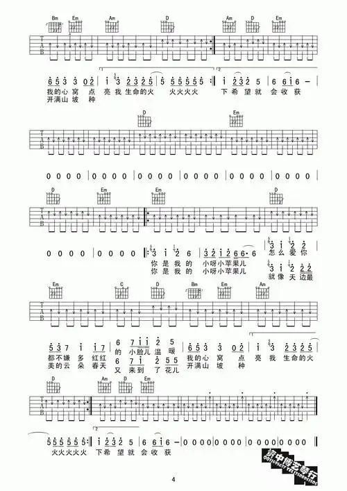 小苹果吉他谱 c调扫弦版