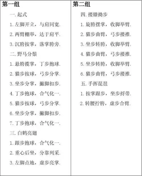 二十四式简化太极拳的口令