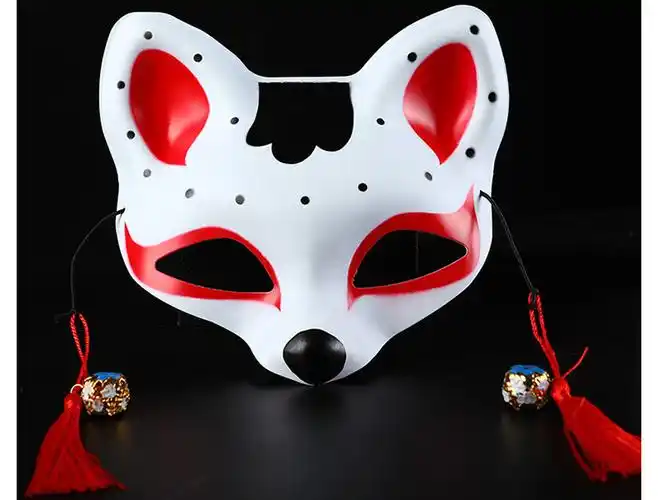 抖音同款猫脸面具cosplay成人半脸手绘和风日式舞会狐狸动漫直播