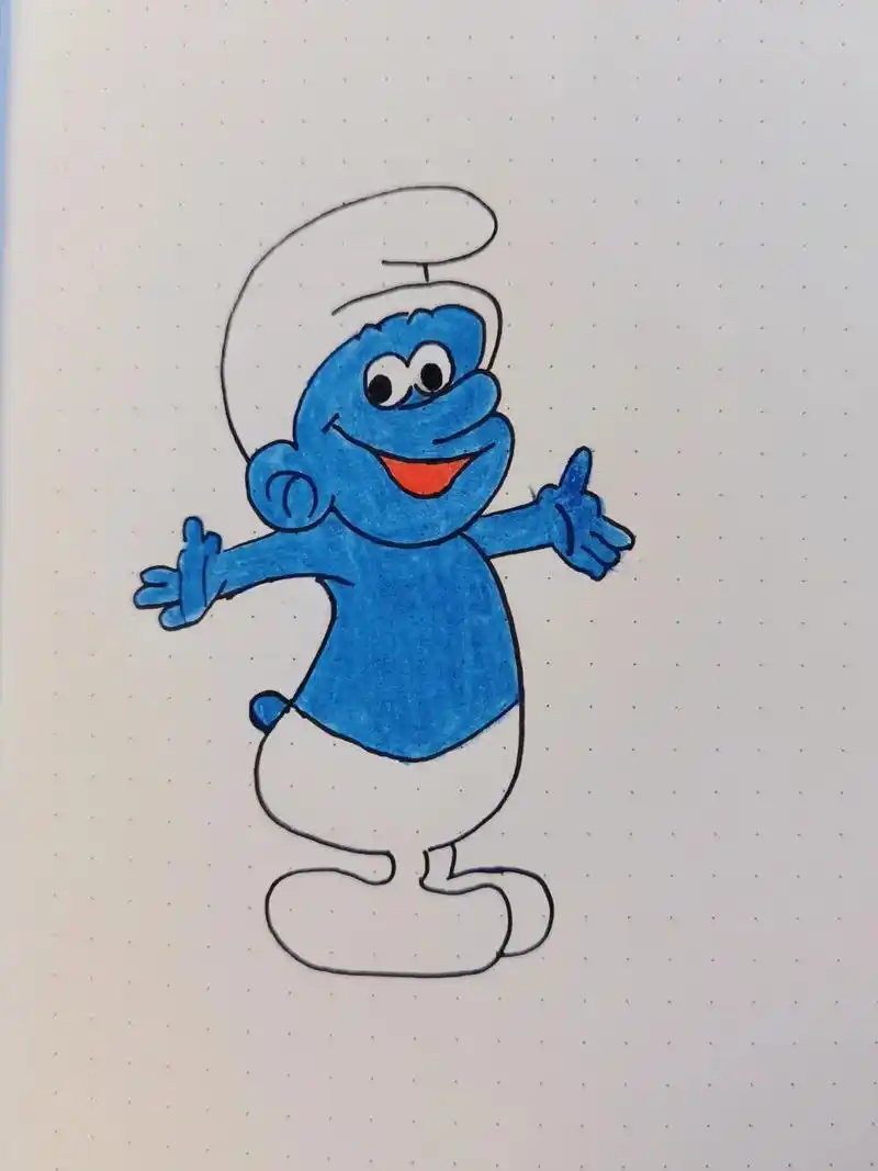 蓝精灵简笔画.在山的那边,海的那边,有一群蓝精灵～～～#简笔 - 抖音