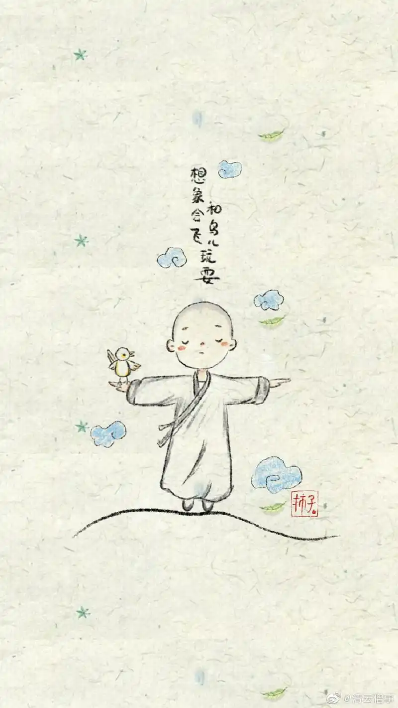 佛教卡通手机壁纸:萌萌的小和尚_高清图集_新浪网