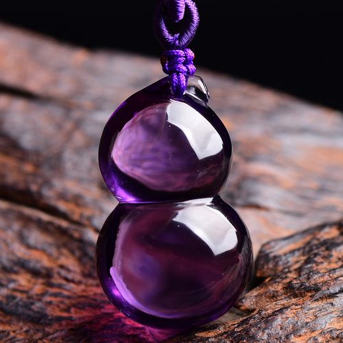 葫芦天然紫水晶项链福禄进宝水晶饰品品福禄天项坠