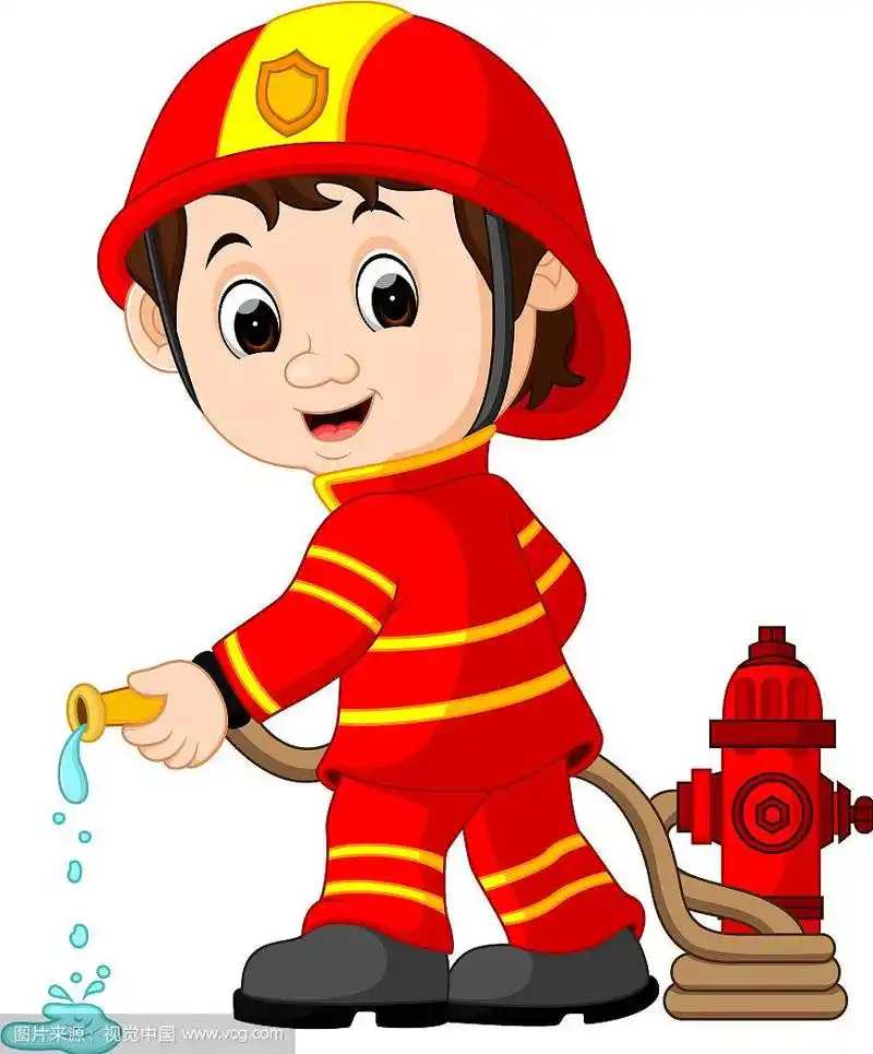 可爱的卡通消防员