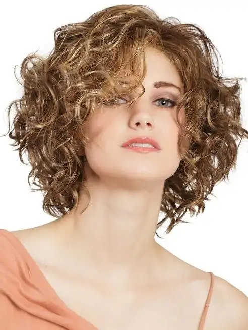 欧美女士假发  亚马逊新款玫瑰网短卷发 网红棕色bobo头短发头套