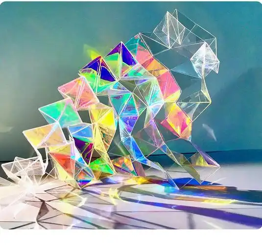 炫彩膜幻彩镭射纸摄影道具手工贴纸透明装饰膜彩色发光玻璃纸贴膜红色