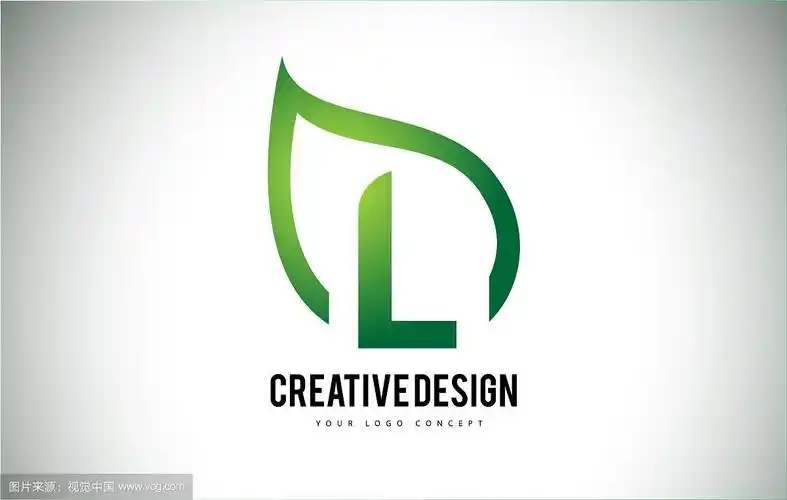 l叶标志字母设计与绿色叶轮廓