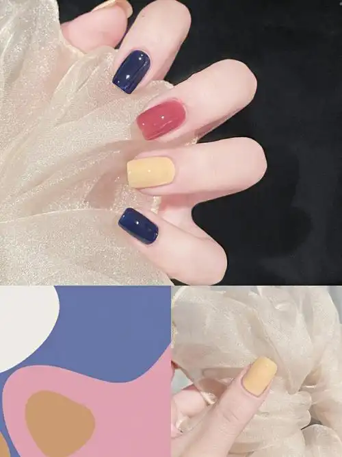 ins风美甲炒鸡特别的墨蓝色小众美甲搭配