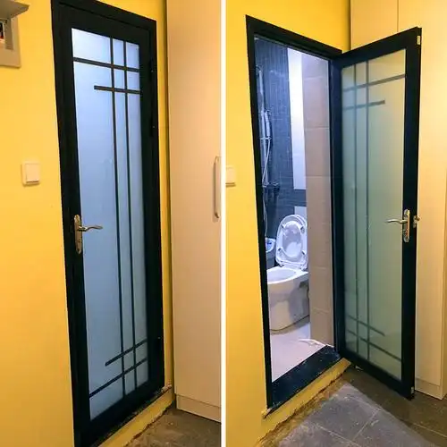 北京定做铝镁钛合金双包套厨房卫生间钢化玻璃平开门