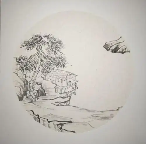 小写意山水画《江畔人家》的详细创作步骤和高清图,喜欢的收藏!