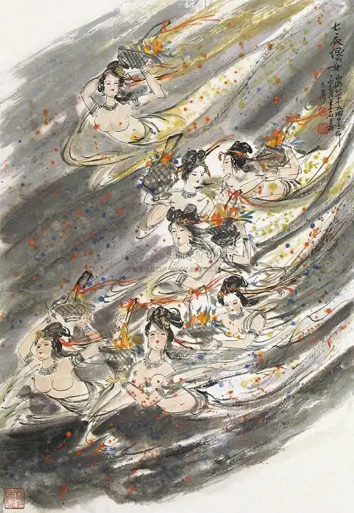 0338 七仙女图 立轴