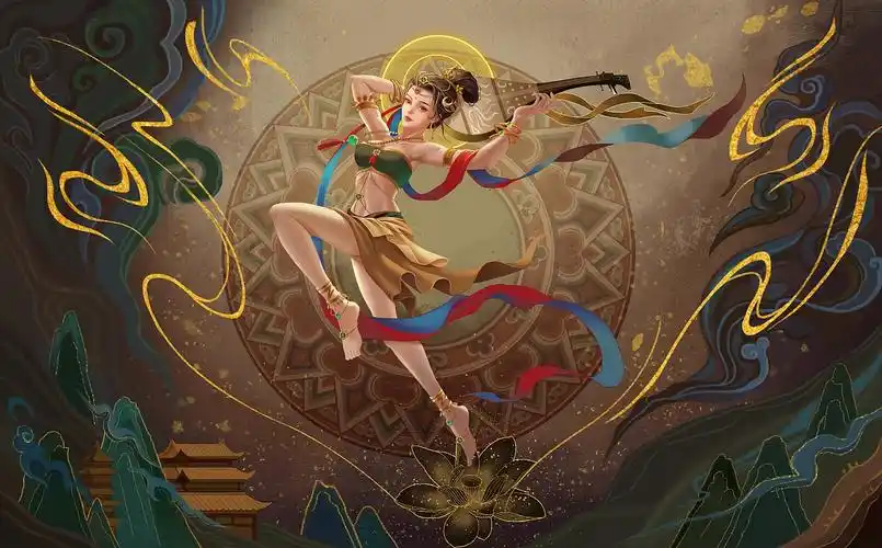 敦煌飞天反弹琵琶