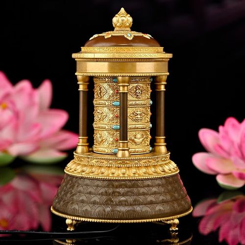 梵泽福 电动转轮家用转筒摆件佛堂佛具佛教用品 小号