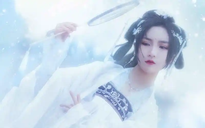 白衣古风美女雪中意境高清壁纸