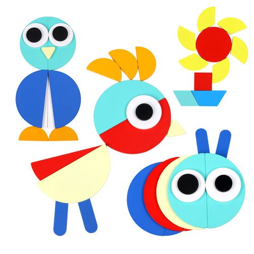 儿童教育包装盒160件创意木制拼图蒙氏动物造型七巧板玩具