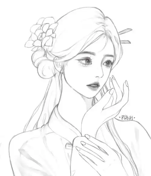 procreate  线稿#画画  #少女线稿更新古风美女子