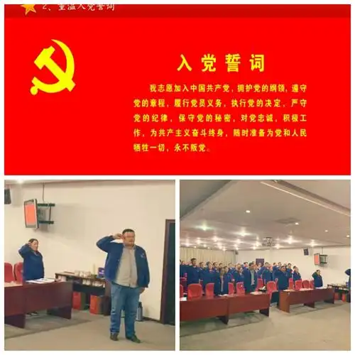 活动第二项,由陈亮带领宣誓全体党员重温入党誓词.