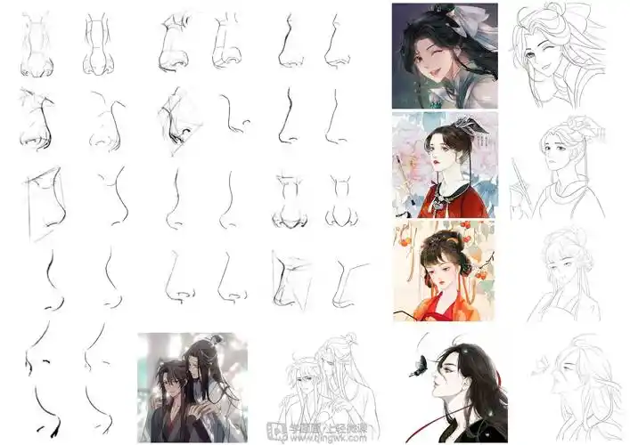 f225053鹿吟溪古风插画鼻子的基本画法