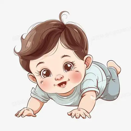 卡通可爱婴儿爬行免抠元素