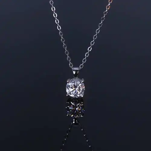 外贸跨境正品经典四爪莫桑钻石项链女高级感925银镀18k金吊坠批发