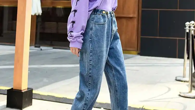 宽松牛仔裤女春2019新款韩版哈伦阔腿抖音网红裤子潮流百搭女