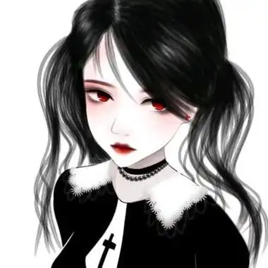 软锦红眼黑白女生动漫头像高冷丧
