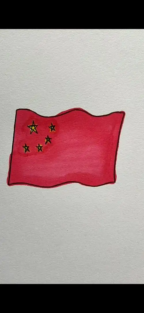 教你画飘起来的五星红旗关注我每天更新简笔画