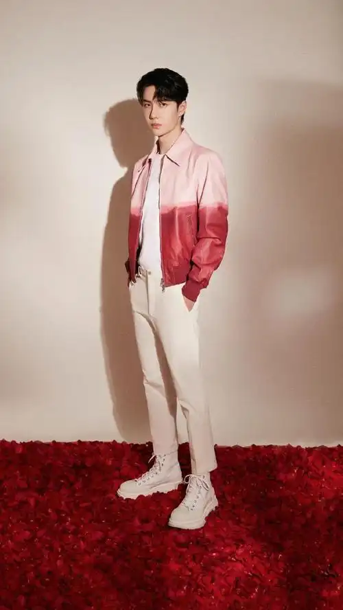 演员王一博,精彩舞台照和粉色外套写真照来了