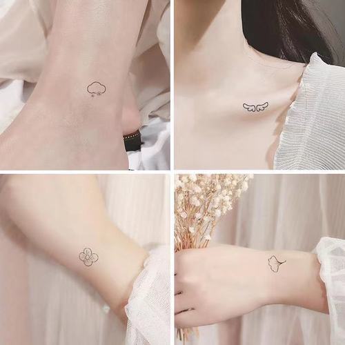 纹身贴女防水持久仿真少女心ins风可爱小清新黑色系迷你小图手指