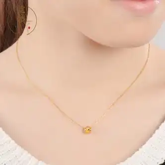 定岁黄金项链女款999足金吊坠3d硬金黄金锁骨链情人节礼物送女友老婆