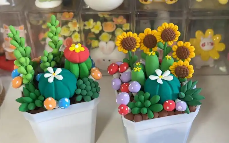 【超轻粘土】植物盆栽_哔哩哔哩_bilibili