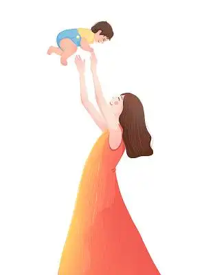 彩色卡通母亲孩子母亲节元素png素材妈妈母亲母乳喂养日元素原创插画