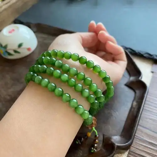 和田玉碧玉猫眼手串108颗