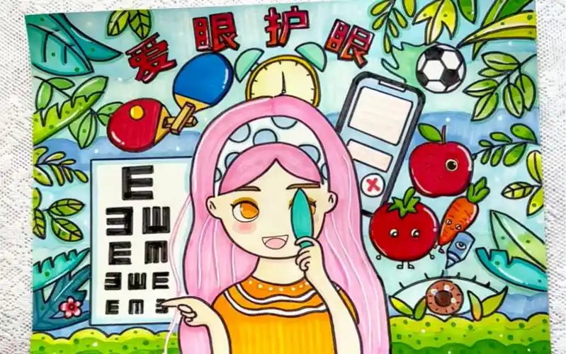 原创|预防近视 爱眼护眼主题画教程