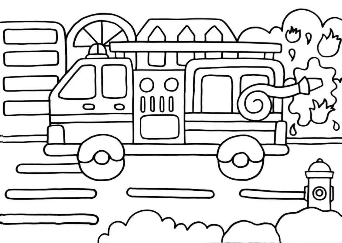 儿童画丨交通工具②《消防车》