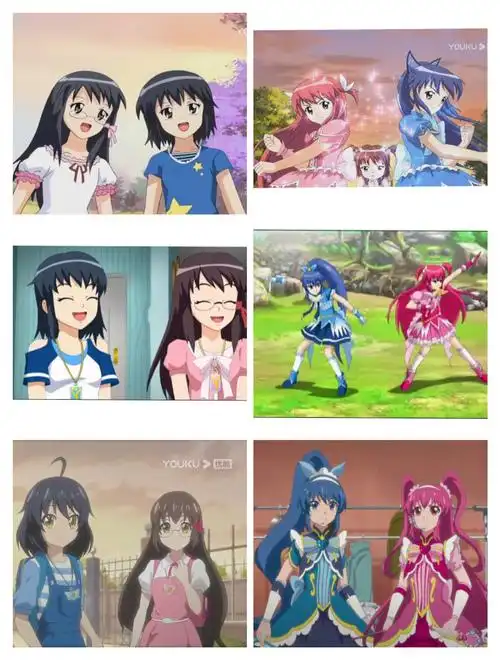 三个动画片的美琪美雪变身前和变.